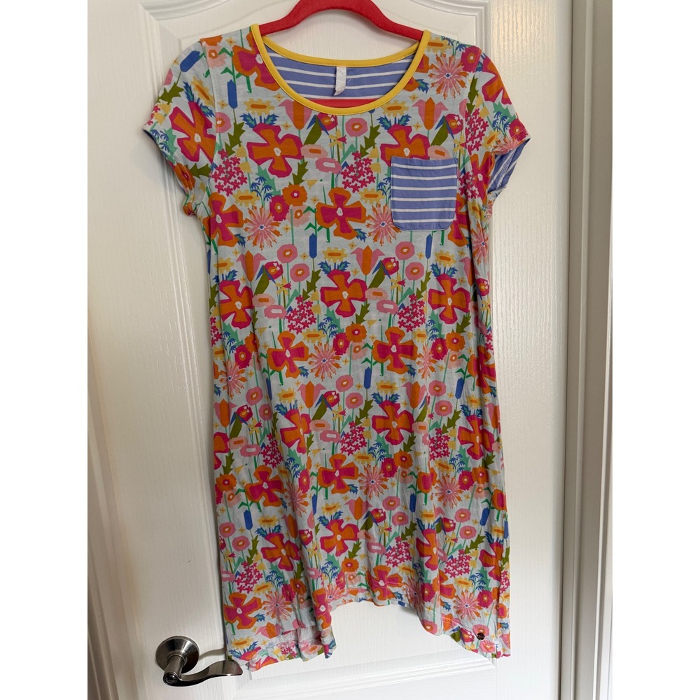 Matilda Jane Floral Stripe Reversible Dress Women Cotton EXC